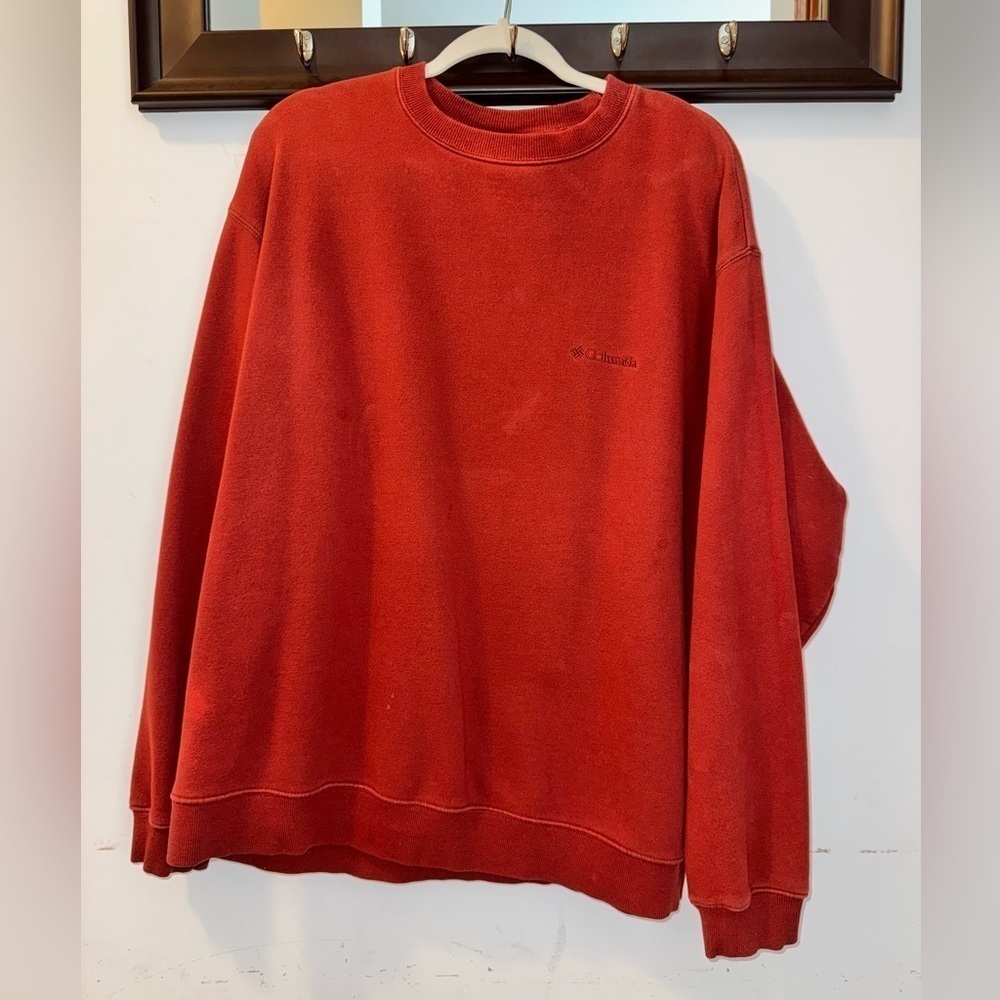 Columbia Sweatshirt Mens Size XXL Burnt Orange Pullover Crew Neck Long Sleeve
